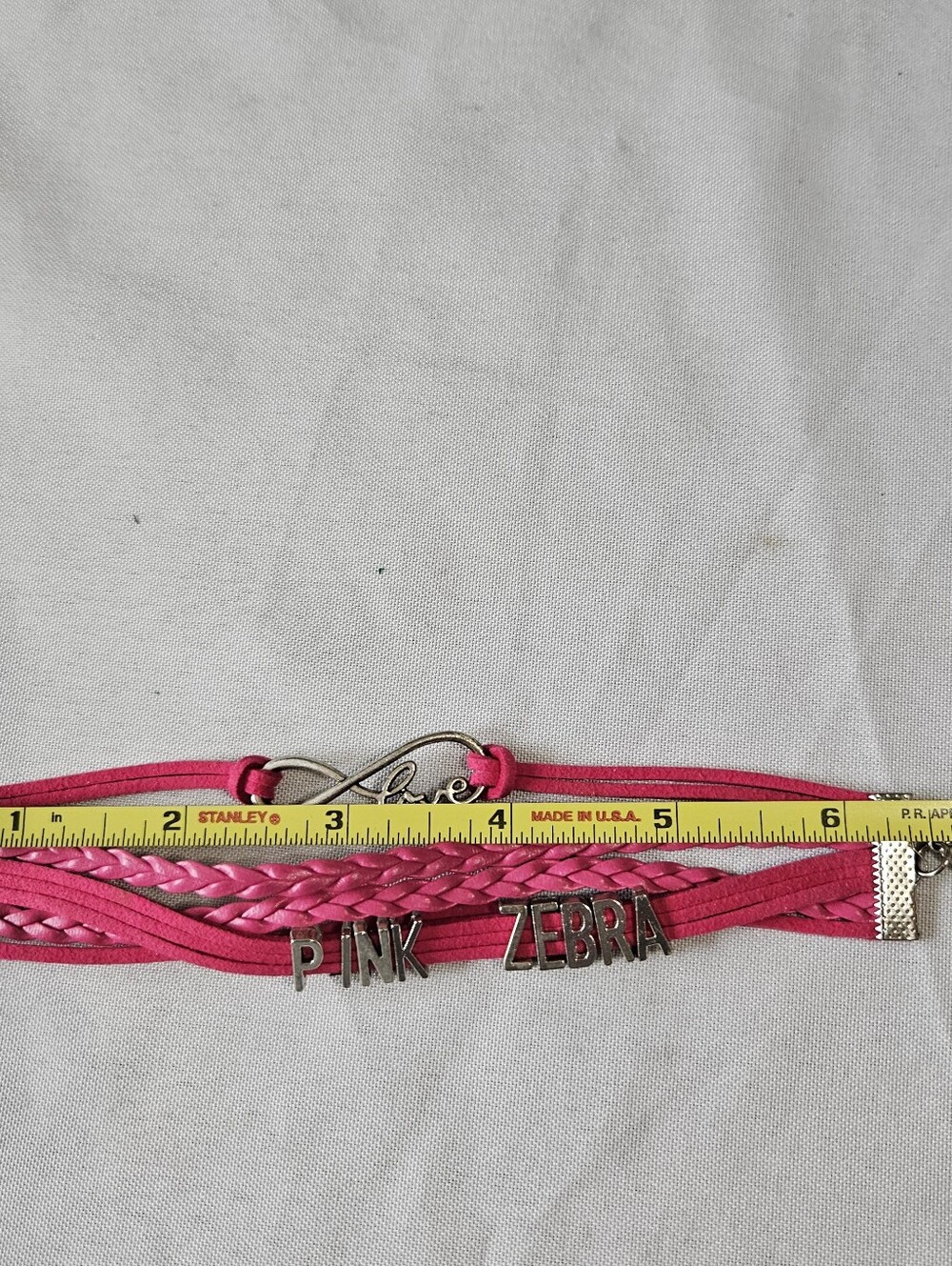 Pink Zebra Hot Pink Multi-Strand Leather Bracelet with Zebra Charm Earrings - Picture 4 of 5